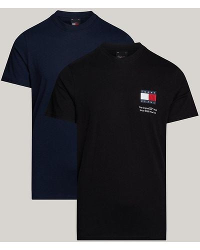 Tommy Hilfiger Lot de 2 T-shirts ajustés Tommy Flag - Noir