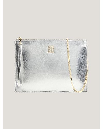 Tommy Hilfiger Bolso de mano metalizado con monograma TH - Gris