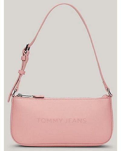 Tommy Hilfiger Essential Schultertasche aus Leder mit Logo - Pink