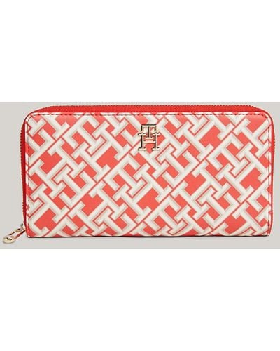 Tommy Hilfiger Iconic Th Monogram Print Large Wallet - Pink