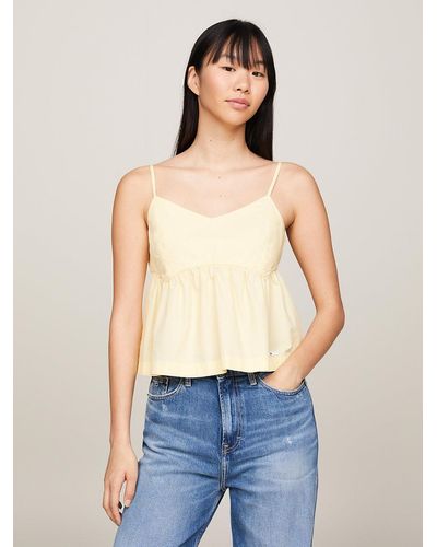 Tommy Hilfiger Floral Cropped Fit Spaghetti Strap Top - Blue
