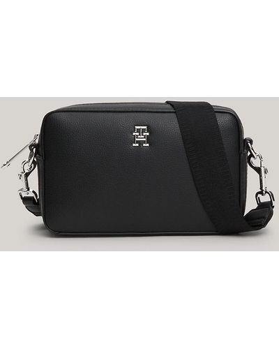 Tommy Hilfiger Petit sac bandoulière Essential à monogramme - Noir