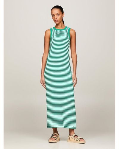 Tommy Hilfiger Ribbed Sleeveless Bodycon Maxi Dress - Green