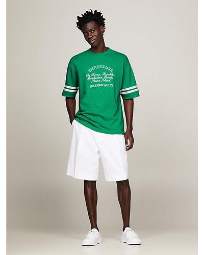 Tommy Hilfiger T-shirt Met Contrasterend Geborduurd Logo - Groen