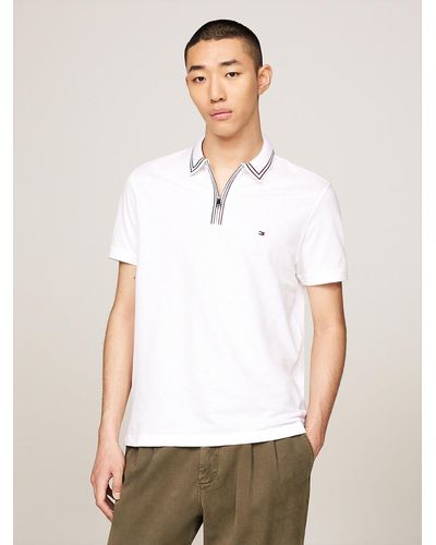 Tommy Hilfiger Zip Placket Tipped Regular Fit Polo - White