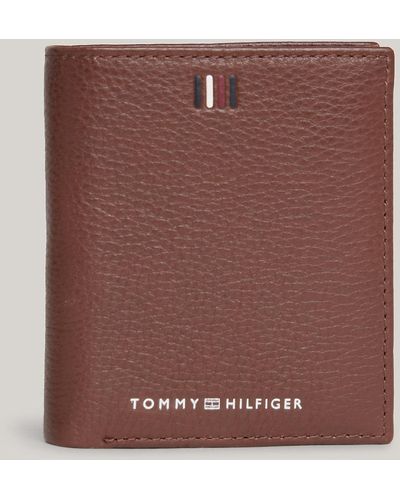 Tommy Hilfiger Portefeuille à trois volets en cuir à logo - Marron