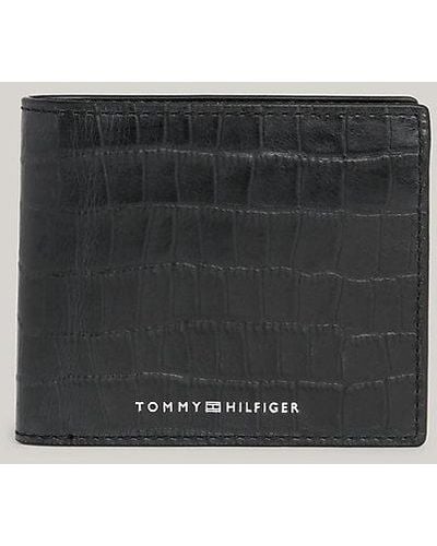 Tommy Hilfiger Karten- und Münzbrieftasche aus Kroko-Optik-Leder - Schwarz