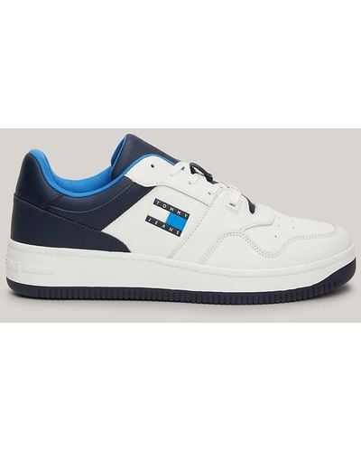 Tommy Hilfiger Leather Colour-blocked Fine Cleat Trainers - Blue