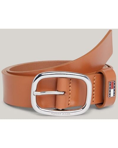 Tommy Hilfiger Oval Buckle Leather Belt - Brown