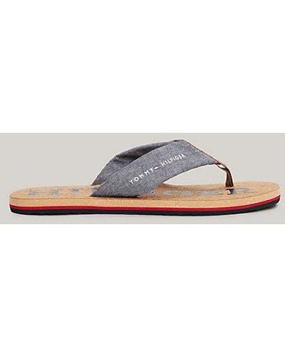 Tommy Hilfiger Chanclas de lino con suela de corcho - Gris