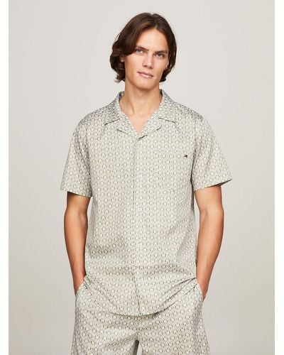 Tommy Hilfiger Th Monogram Short Sleeve Pyjama Shirt - Natural