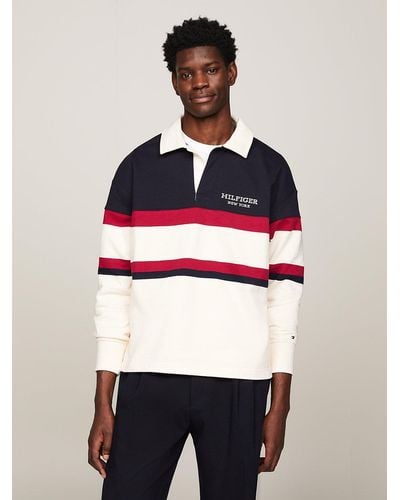 Tommy Hilfiger Pull Rugby colour-block Hilfiger Monotype - Neutre