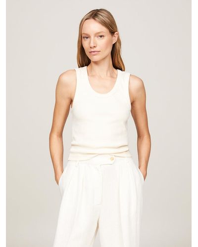 Tommy Hilfiger Ribbed Slim Cropped Tank Top - White