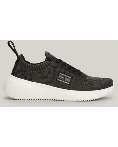 Tommy Hilfiger Knit Badge Fine-cleat Runner Trainers - Black