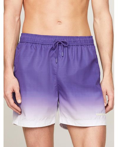 Tommy Hilfiger Ombré Drawstring Mid Length Slim Swim Shorts - Purple
