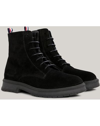 Tommy Hilfiger Suede Lace-up Ankle Boots - Black