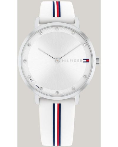 Tommy Hilfiger White Silicone Signature Strap Watch