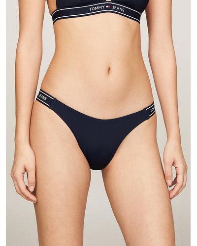Tommy Hilfiger Side Logo Cheeky Fit Bikini Bottoms - Blue