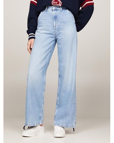 Tommy Hilfiger Claire Varsity High Rise Wide Tie Hem Jeans - Blue