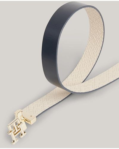 Tommy Hilfiger Th Monogram Reversible Napa Leather Belt - Natural