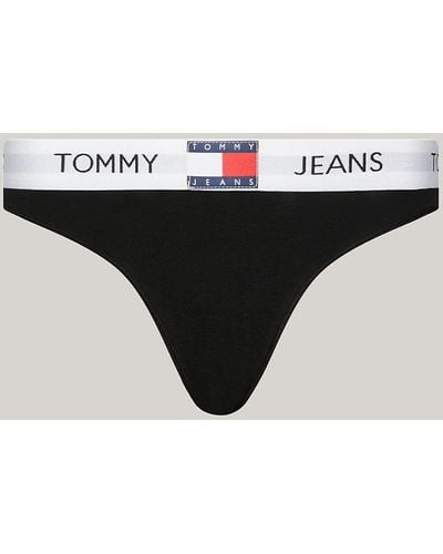 Tommy Hilfiger Heritage Repeat Logo Waistband Thong - Black