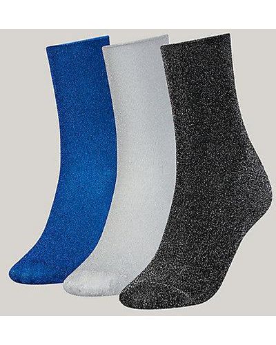 Tommy Hilfiger Set Van 3 Paar Sokken Met Glitter - Blauw