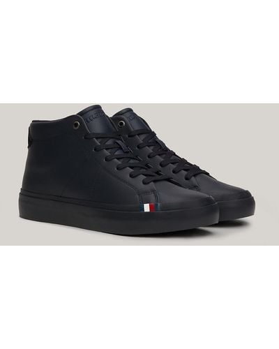 Tommy Hilfiger Premium Leather Th Monogram Trainers - Blue