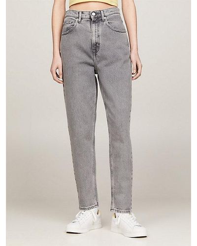 Tommy Hilfiger Ultra High Rise Tapered Mom Jeans - Grijs