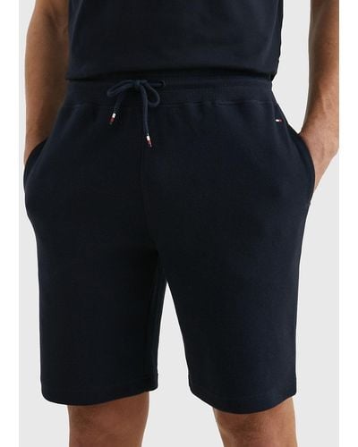 Tommy Hilfiger Textured Drawstring Lounge Shorts - Blue