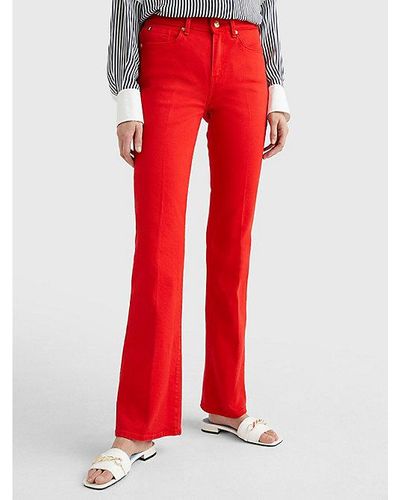 Damen-Bootcut Jeans – Rot | Lyst DE