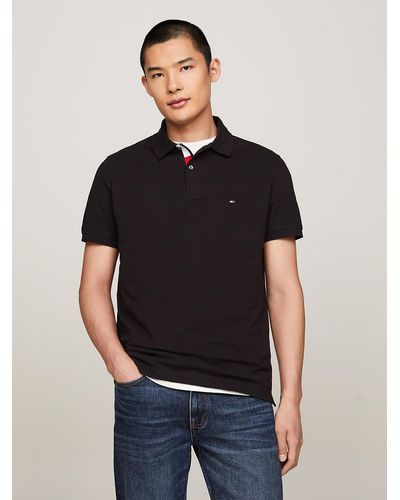 Tommy Hilfiger Tipped Placket Flag Embroidery Polo - Black