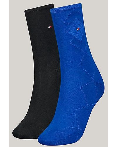 Tommy Hilfiger Classics Set Van 2 Paar Sokken Met Argyle-ruit - Blauw