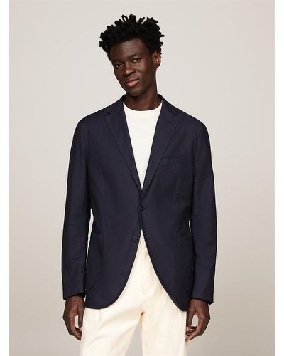 Tommy Hilfiger Garment Dyed Single Breasted Slim Blazer - Blue