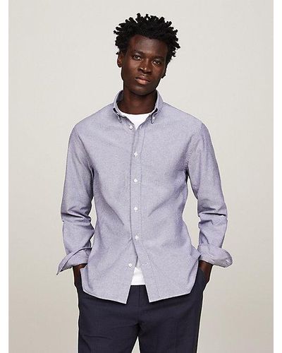 Tommy Hilfiger Premium Regular Getextureerd Oxford-overhemd - Paars