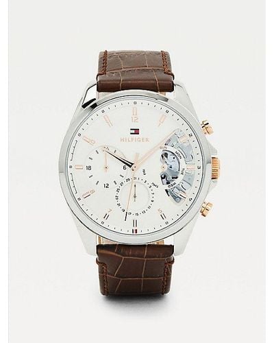 Tommy Hilfiger Reloj de piel marrón con efecto cocodrilo - Neutro