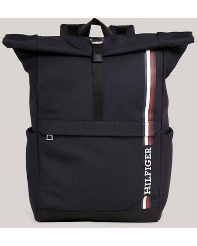 Tommy Hilfiger Hilfiger Monotype Logo Roll-top Backpack - Black
