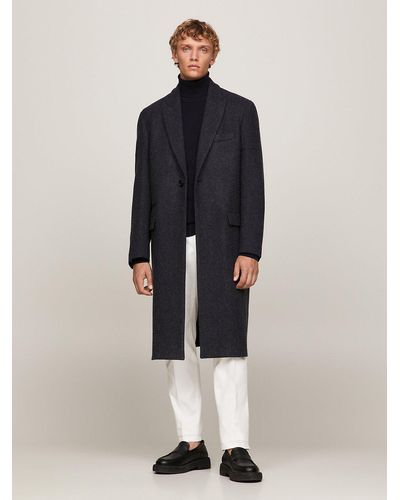 Tommy Hilfiger Manteau coupe standard en laine à chevron - Bleu