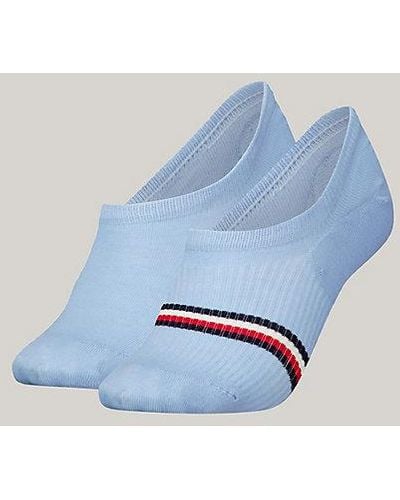 Tommy Hilfiger Set Van 2 Paar Footie-sokken Met Streep - Blauw