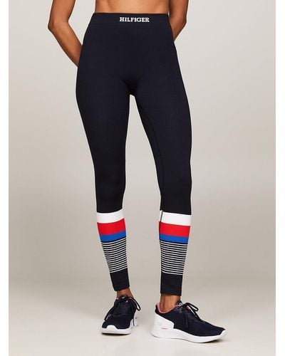 Tommy Hilfiger Sport Global Stripe High Rise Seamless Full Length Leggings - Blue