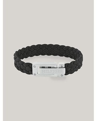 Tommy Hilfiger Zwarte Suède Gevlochten Armband Met Logo