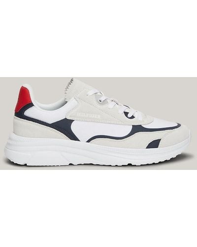 Tommy Hilfiger Suede Colour-blocked Runner Trainers - Metallic