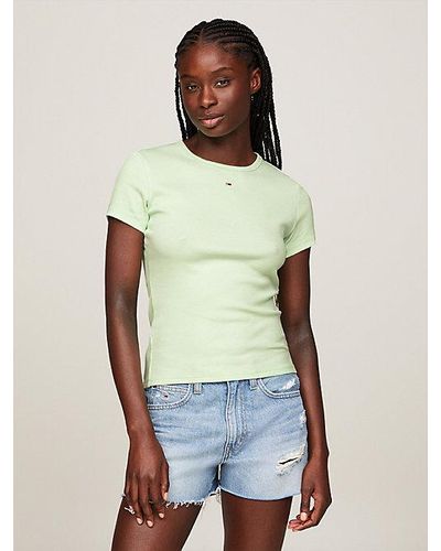 Tommy Hilfiger Camiseta Essential slim de punto elástico - Verde