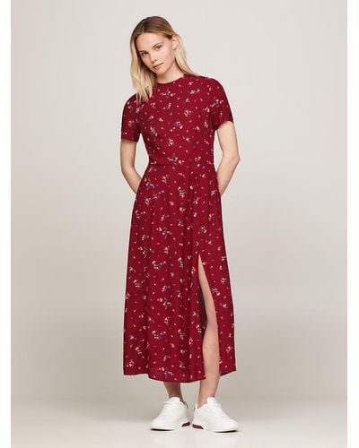 Tommy Hilfiger Mountain Floral Midi Slip Dress - Red