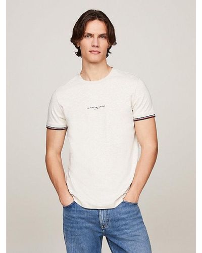 Tommy Hilfiger Slim Fit T-Shirt mit Kontrast-Detail und Logo - Weiß