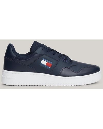 Tommy Hilfiger Retro Mid-top Leather Basketball Trainers - Blue