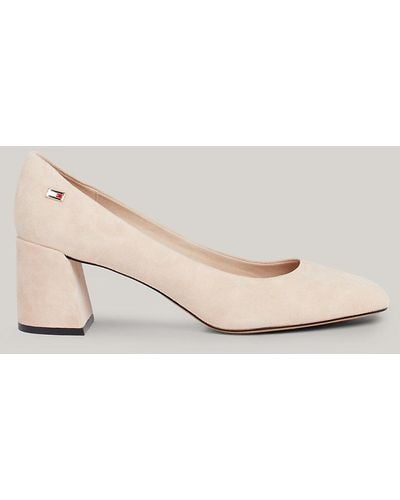 Tommy Hilfiger Suede Block Heel Court Shoes - Blue