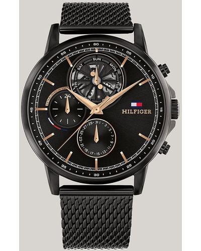 Tommy Hilfiger Black Ionic-plated Mesh Strap Watch