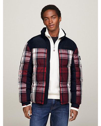 Tommy Hilfiger Th Warm New York Pufferjack Met Tartanruit - Rood