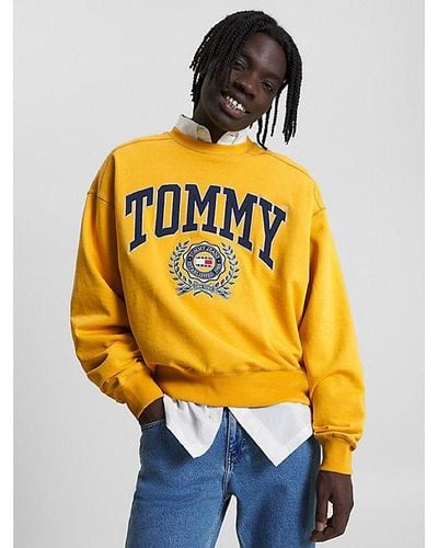 Tommy Hilfiger College Boxy Fit Sweatshirt Met Logo - Geel