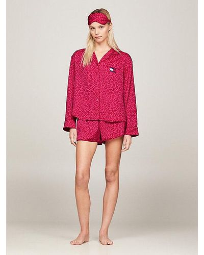 Tommy Hilfiger Set de regalo con pijama y antifaz Heritage - Rojo